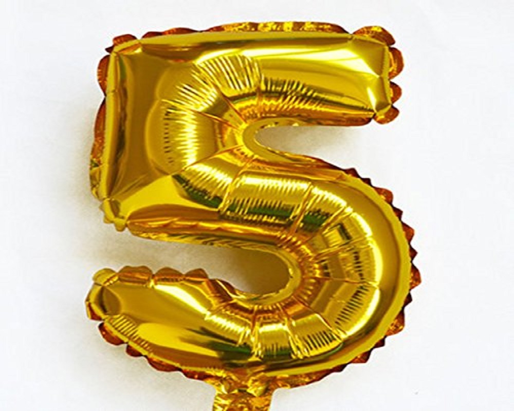 '5' Golden Numeric Foil Balloon(32 Inch)